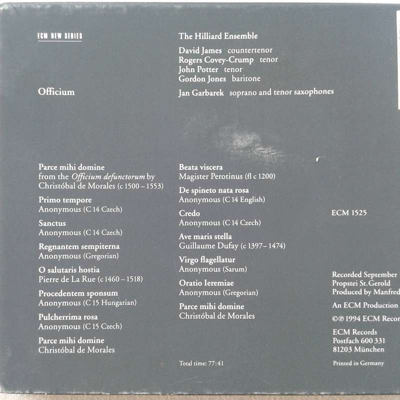Jan Garbarek / The Hilliard Ensemble - Officium [Import CD] (ECM - Contemporary/Renaissance)