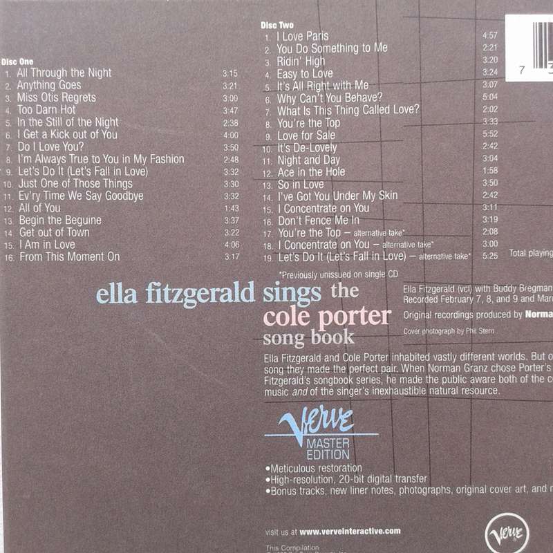 Ella Fitzgerald - Sings The Cole Porter Song Book (2CD Import Digipak) (1997)