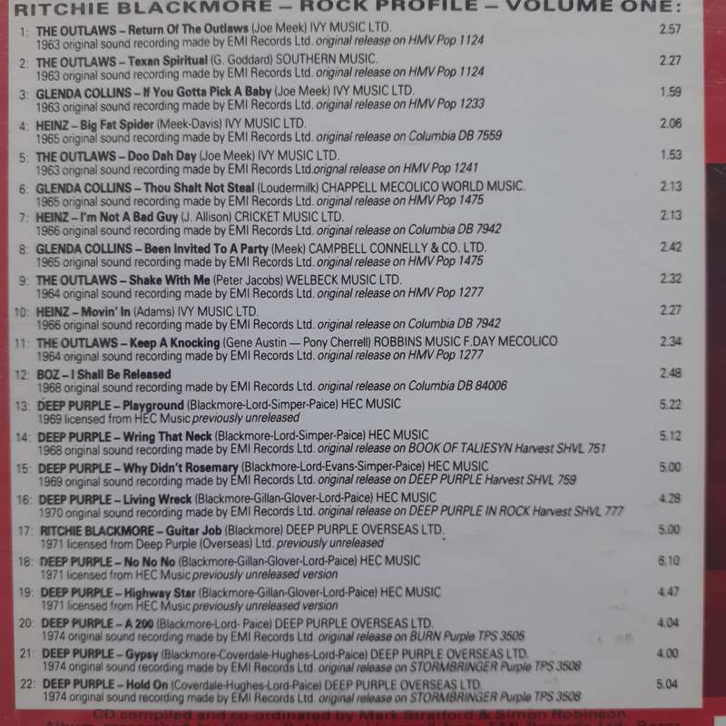 Ritchie Blackmore - Connoisseur Rock Profile Collection Volume One (1989)