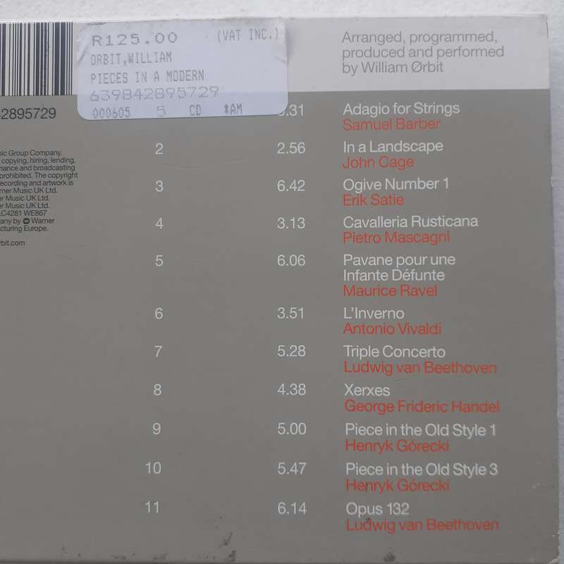 William Orbit - Pieces In A Modern Style [Import CD] (2000)     *Abstract/Ambient