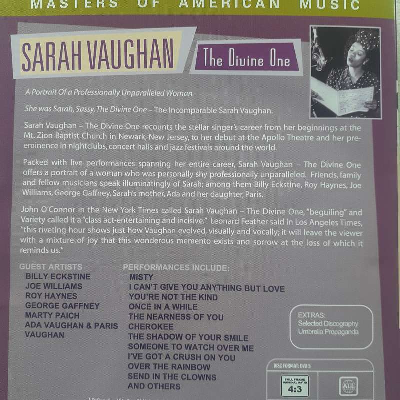 Sarah Vaughan - The Divine One (2002) [DVD]