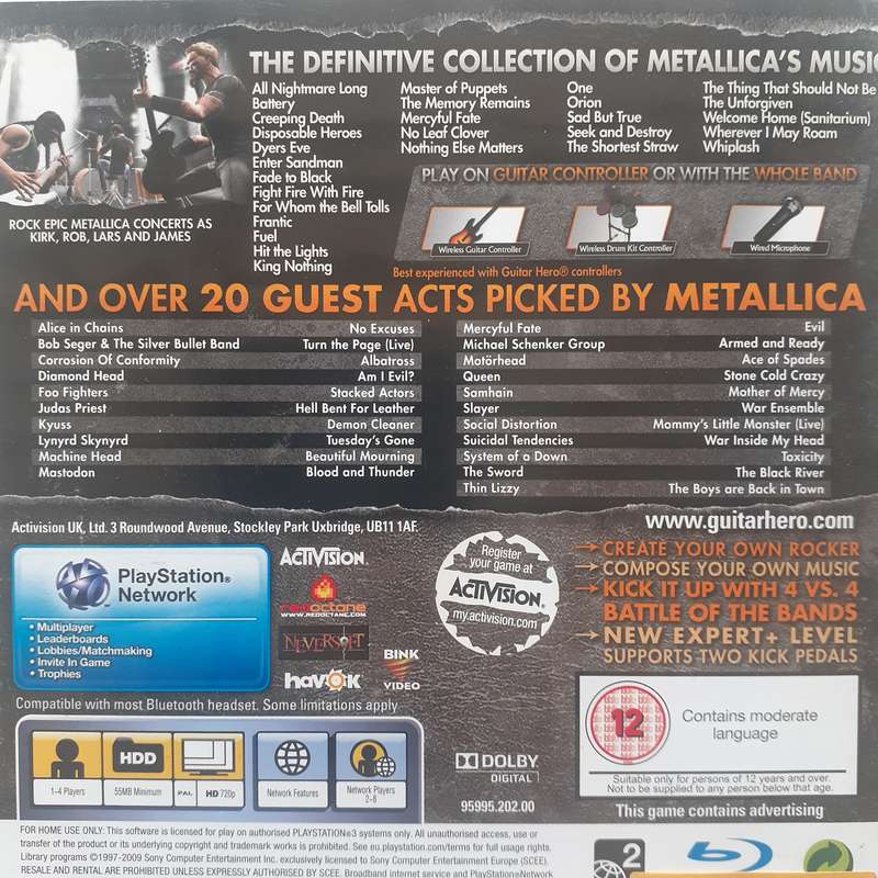 Guitar Hero Metallica (PS3 Game) (PAL)