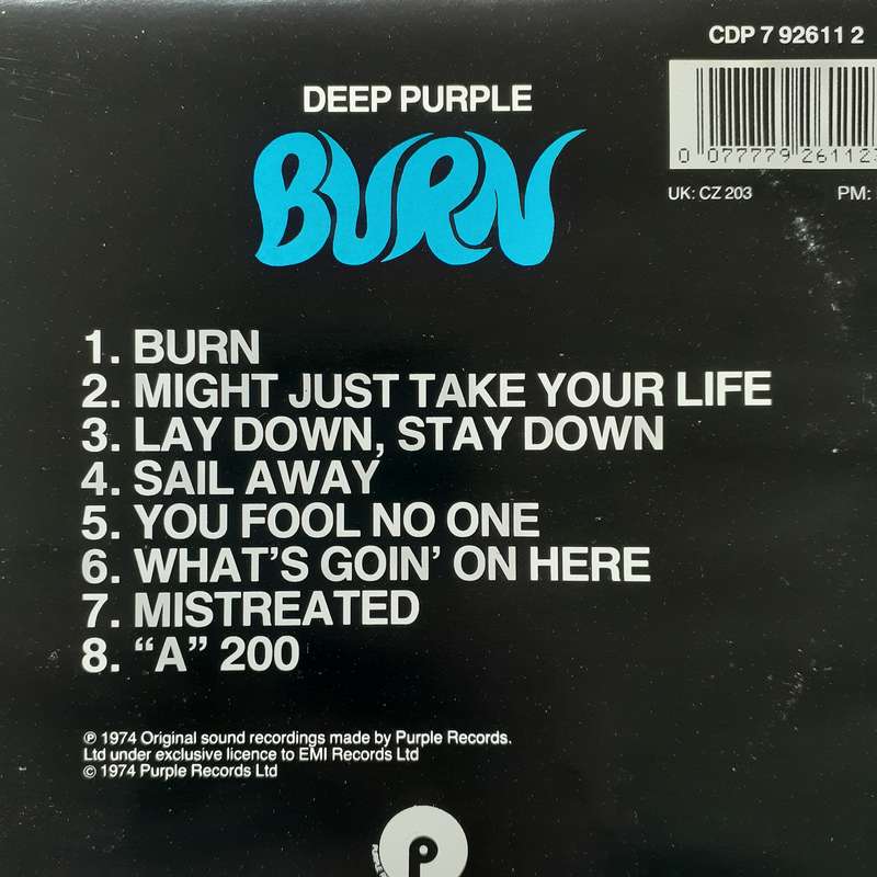 Deep Purple - Burn (1974 - UK reissue Import CD 1989)