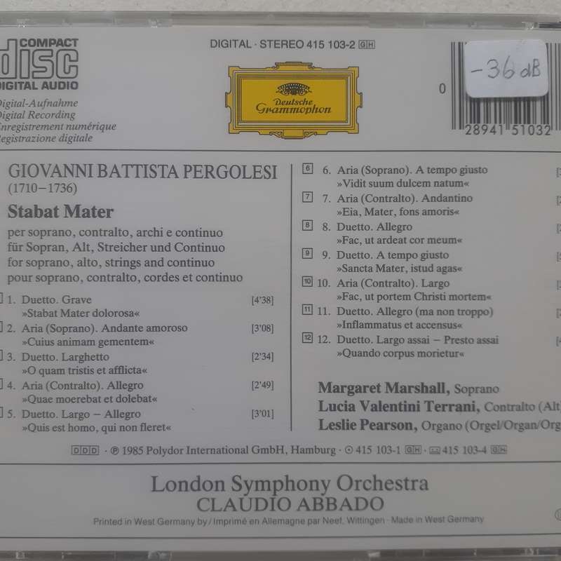 Pergolesi / Marshall / Terrani / LSO / Abbado - Stabat Mater (Import CD)