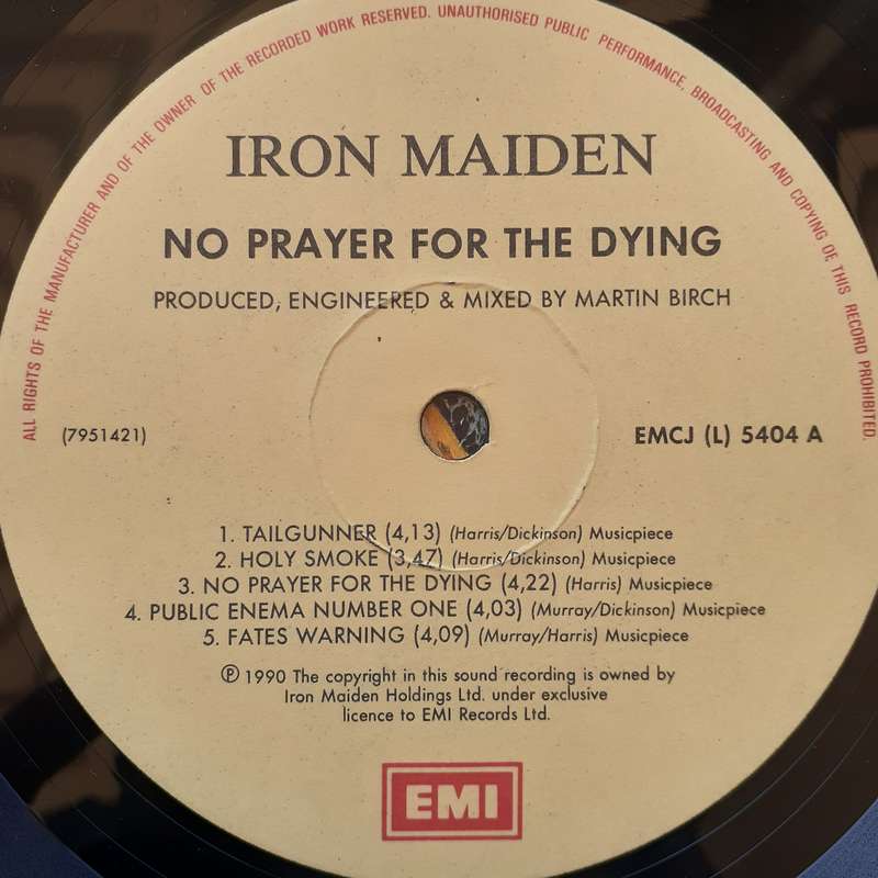 VINYL - Iron Maiden - No Prayer For The Dying (SA press) (1990)