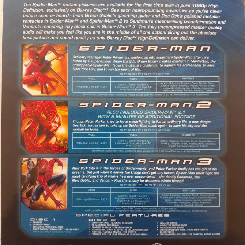 Spider-Man Trilogy [4 Disc Blu-ray Movie Box Set]