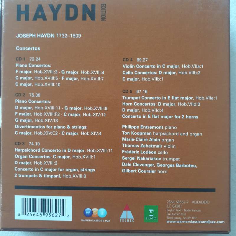 Joseph Hayden - Haydn Edition Concertos For Keyboard Organ Cello Violin Trumpet Horn [5CD Box Set]