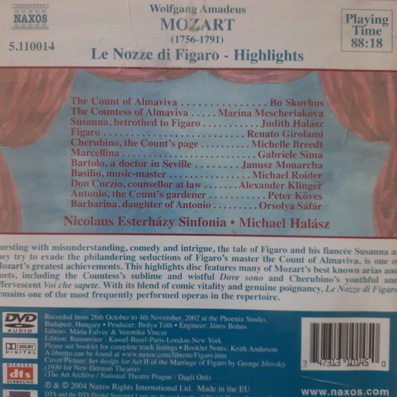 Esterhazy - Mozart - Le Nozze Di Figaro (The Marriage Of Figaro) Highlights [DVD Audio]