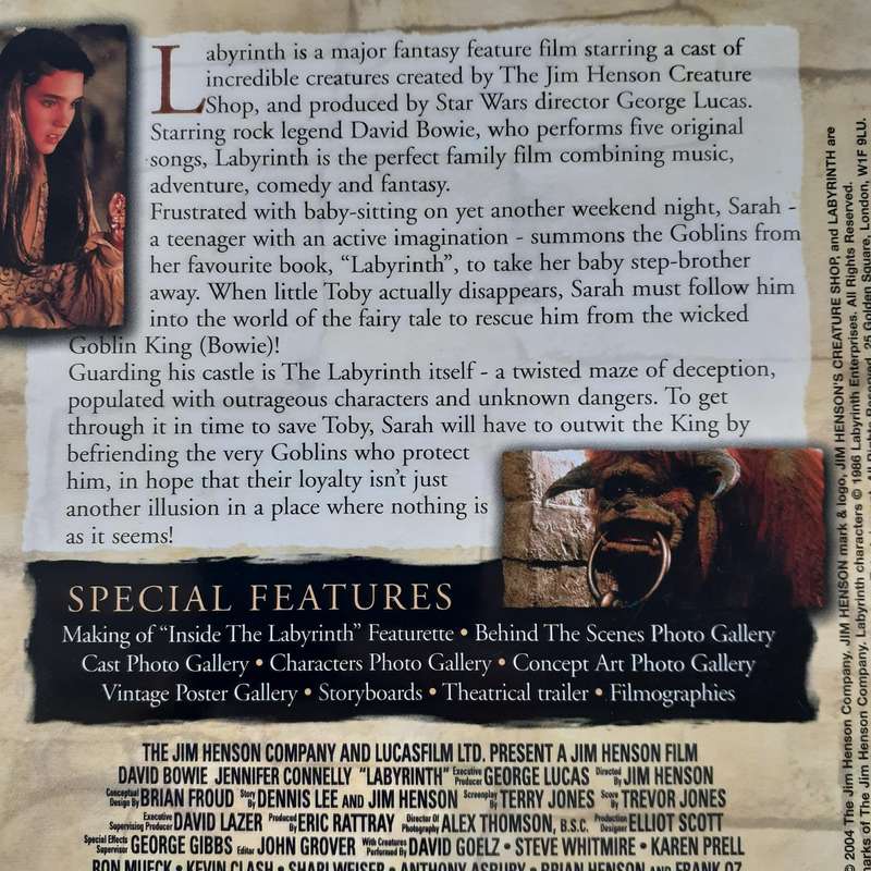 Labyrinth - Bowie / Conelly  [DVD] (1986) (UK release)