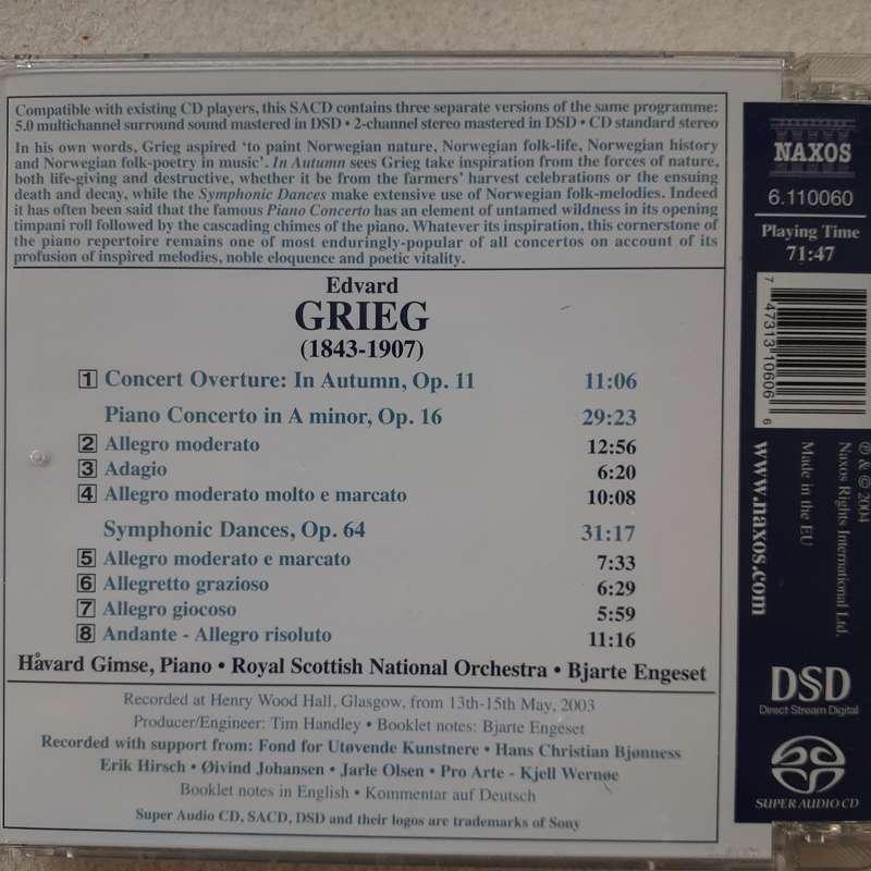 Grieg / Gimse, RSNO, Engeset - Piano Concerto / Symphonic Dances [SACD Hybrid] (2004)