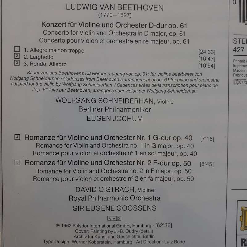 Ludwig Van Beethoven - Wolfgang Schneiderhan, David Oistrach - Violinkonzert/Romanzen Nr. 1 & 2