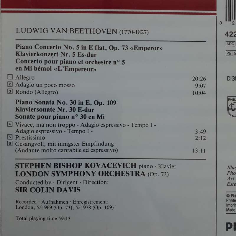 Beethoven, Kovacevich, LSO, Davis - "Emperor" Concerto [Import CD]