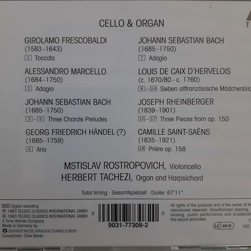 Rostropovich / Tachezi - Cello & Organ (1993)     [D]