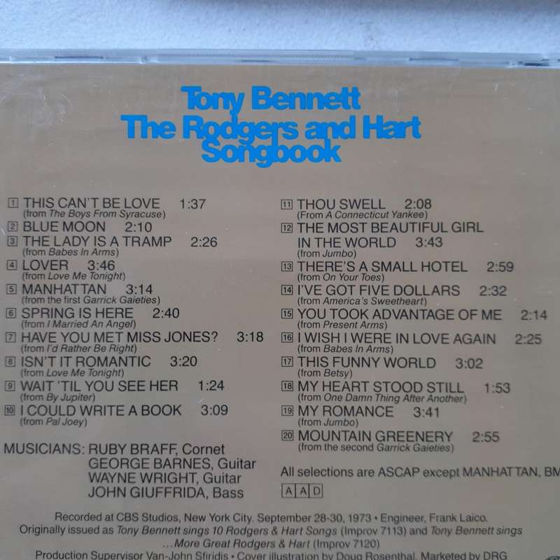 Tony Bennett With The Ruby Braff-George Barnes Quartet - The Rodgers And Hart Songbook (CD)