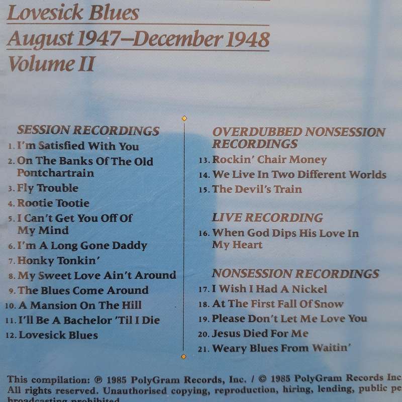 Hank Williams - Lovesick Blues : August '47 - December '48 , Volume II [CD]