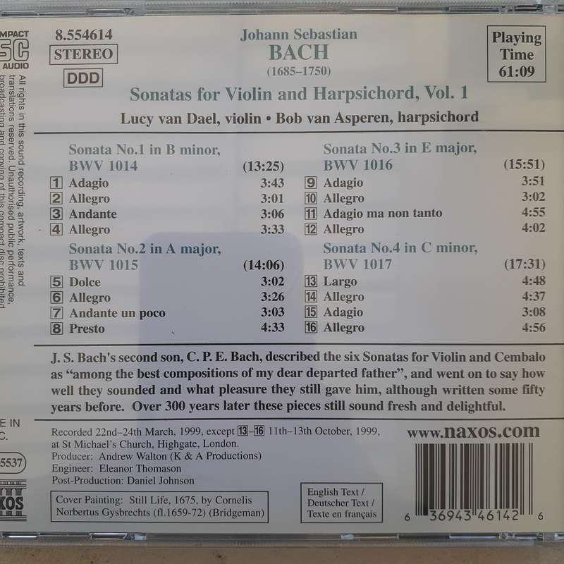 Bach / Van Dael / Van Asperen - Sonatas For Violin And Harpsichord, Vol. 1 [Import CD]