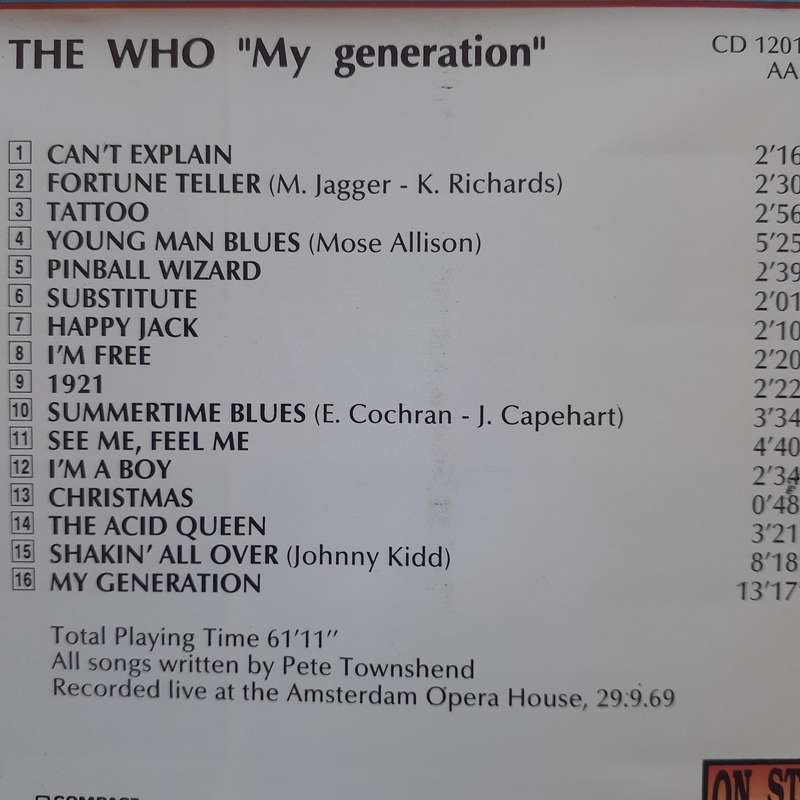 The Who - My Generation (Live On Stage) [Import CD]