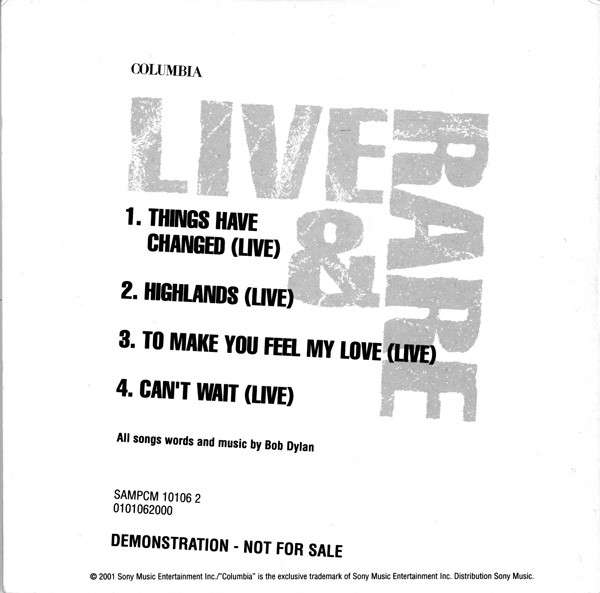 Bob Dylan - Live & Rare [4-Track Cardleeve PROMO CD] (2001)   [D]