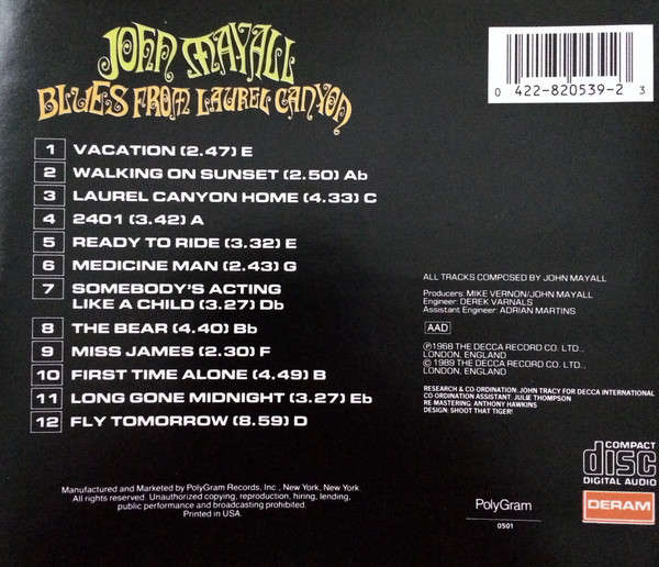 John Mayall - Blues From Laurel Canyon [Import CD] (1968/re1989)