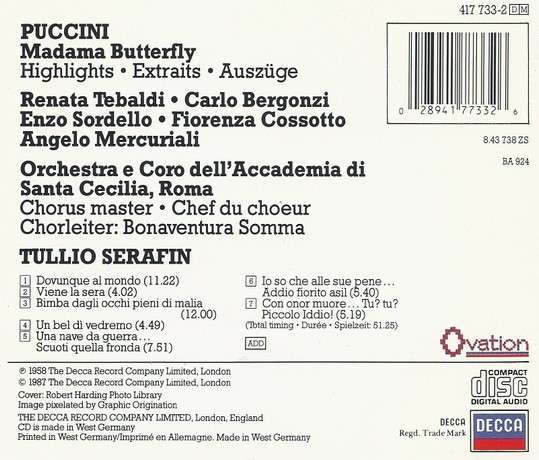 Puccini - Madama Butterfly (Highlights) (1987)