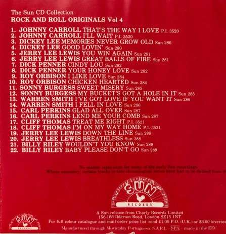The Sun CD Collection: Rock & Roll Originals Vol 4 - Various Artists [Import CD] (1987)