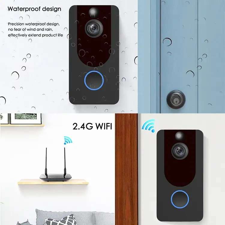 V7 Standard Edition 1080P Full HD Weather-Resistant WiFi Smart Video Doorbell with Two-Way Audio and