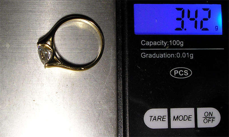 Gold Plated Silver 2ct Moissanite Ring With Box and CoA