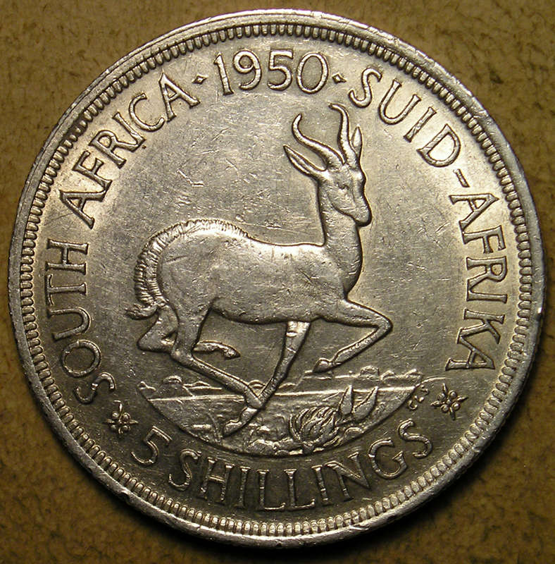 SA Union: 1950 King George VI Silver (80%) 5 Shillings * Scarcer Date *