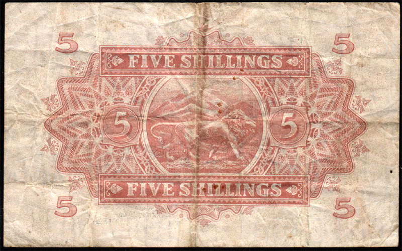 British East Africa: 1955 5 Shillings Banknote