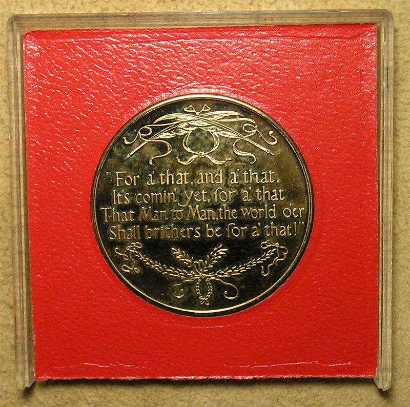 Robert Burns (1759-1796) Scottish Poet Memorial Medal