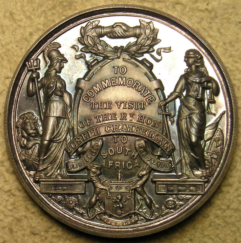 Great Britain: 1902 Boer War: Joseph Chamberlain Visit to South Africa, Silver Medal * RARE *