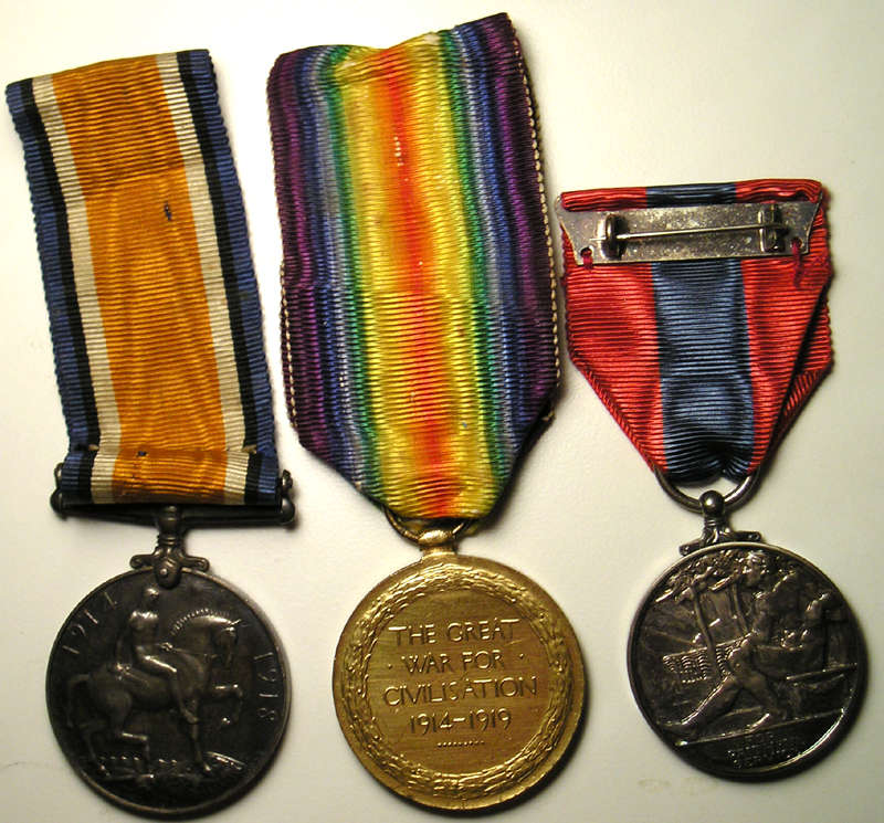 WW1 Royal Navy War and Victory Medals + Imperial Service Medal to C. Cole