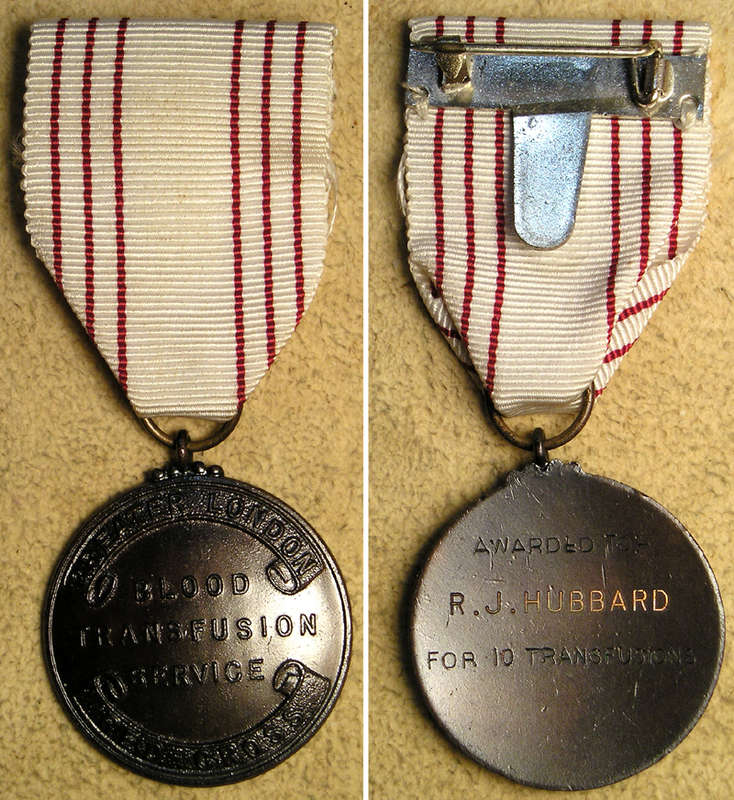 Royal Navy Efficiency Medal & British Red Cross Blood Transfusion Medal to R.J. Hubbard