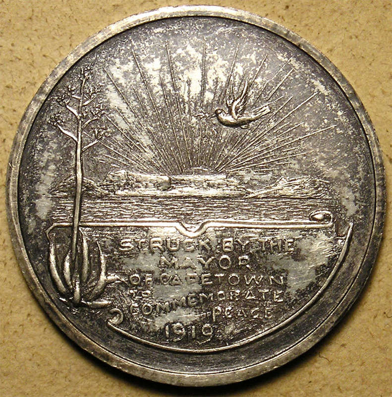 First World War: 1919 Silver Peace Medal from the Mayor of Cape Town