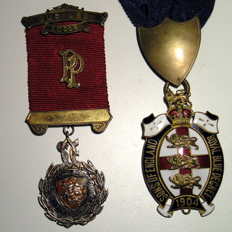 Two Sons of England Masonic Jewels