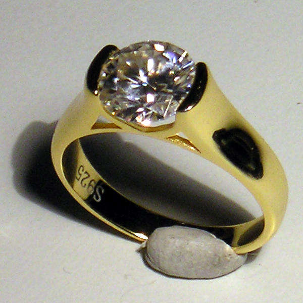 Gold Plated Silver 2ct Moissanite Ring With Box and CoA