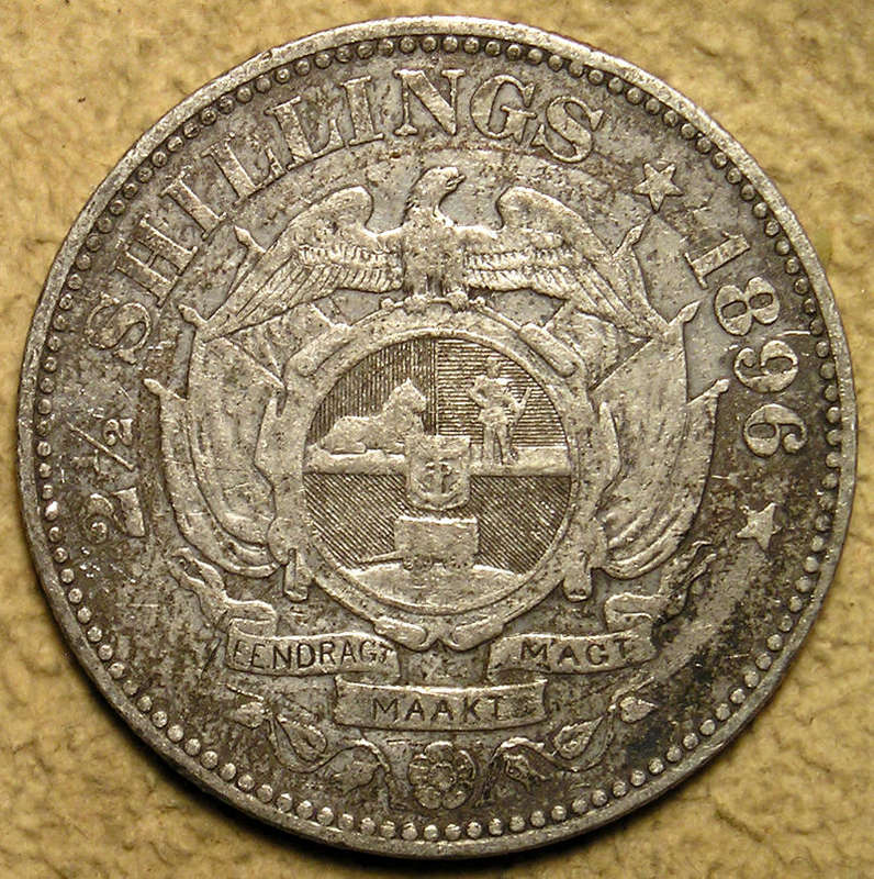ZAR: 1896 Paul Kruger Silver 2 1/2 Shillings