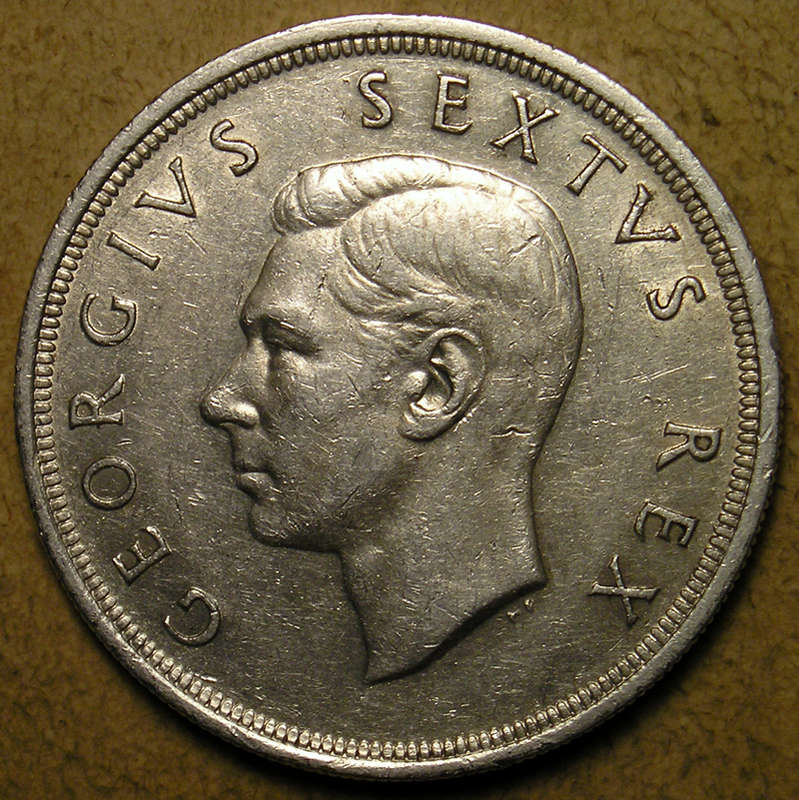 SA Union: 1950 King George VI Silver (80%) 5 Shillings * Scarcer Date *
