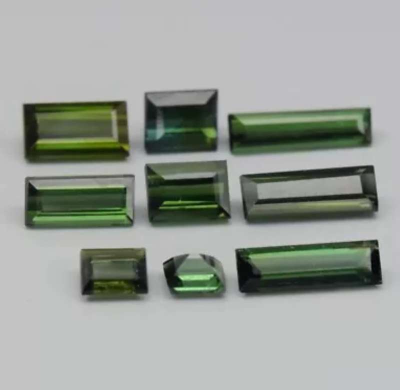 9pcs Lot 2.46ct t.w Baguette Cut Natural Unheated Green Tourmaline