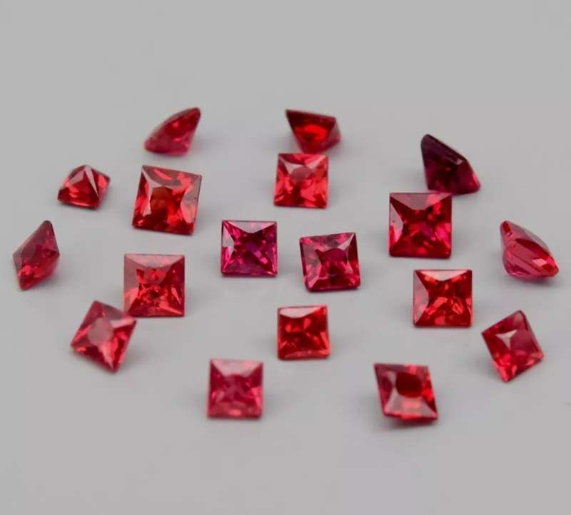 18 Piece Lot 1.00ct t.w Square Cut Reddish Orange Sapphire