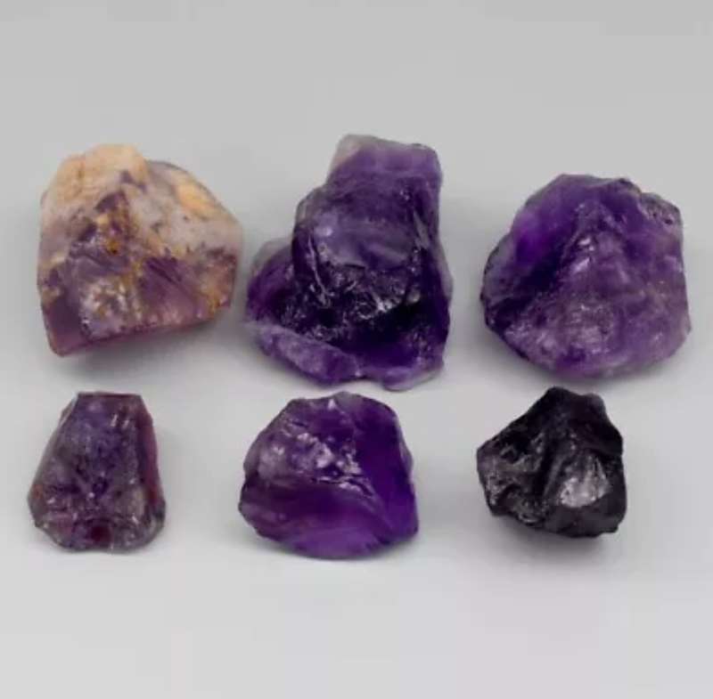 6 Piece Lot 98.49ct t.w Rough Natural Unheated Purple Amethyst