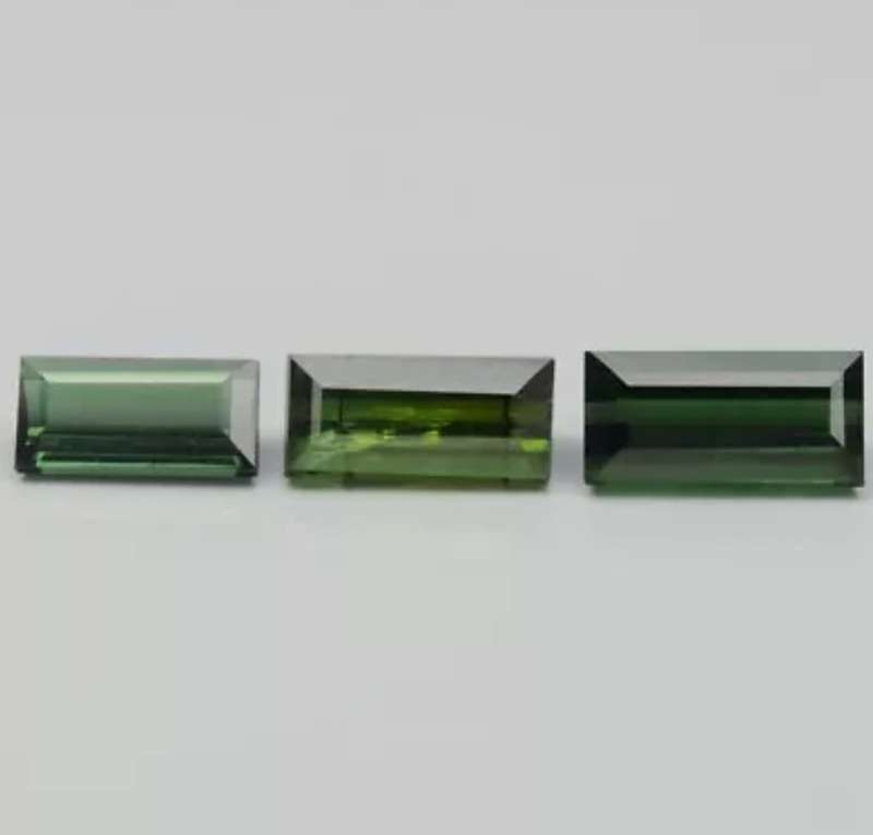 3 Piece Lot 2.46ct t.w Baguette Cut Natural Unheated Green Tourmaline