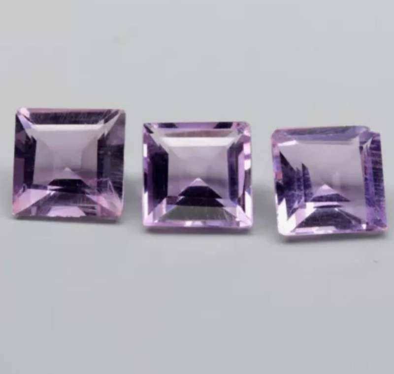 3 Piece Lot 2.87ct t.w Square Cut Natural Purple Amethyst