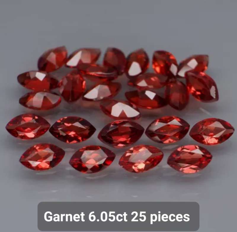 6.05ct t.w 25 piece Lot Natural Red Garnet Marquise Cut