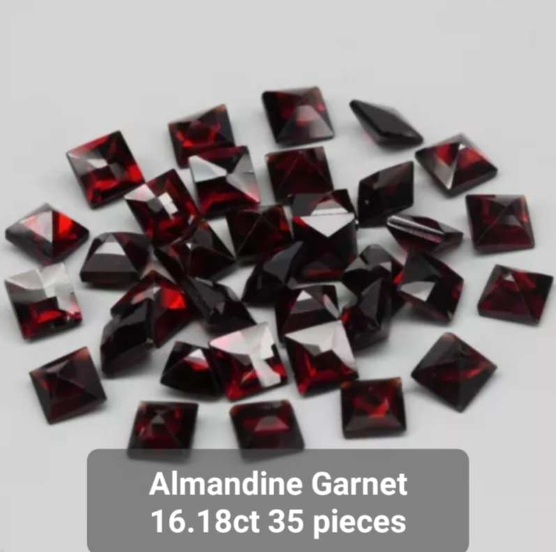 35pcs Lot 16.18ct t.w Square Natural Reddish Orange Almandine Garnet