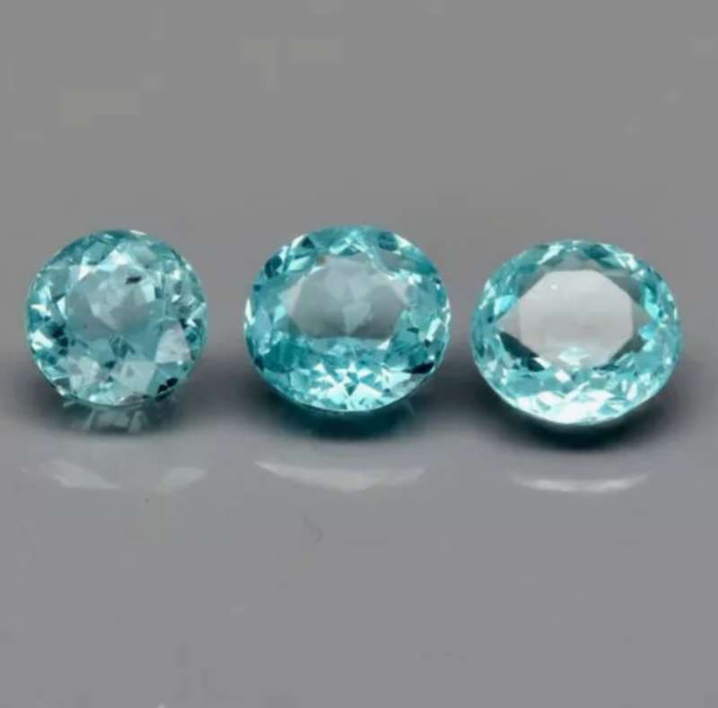3 piece Lot Natural Apatite Round Cut