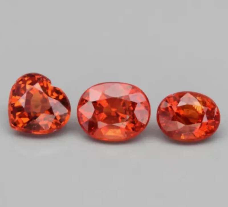 3 Piece Lot 1.70ct t.w Mix-Shape Natural Orange Spessartite Garnet