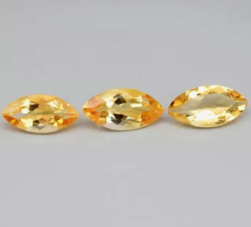 3 piece Lot 8.59ct Natural Marquise Cut Citrine