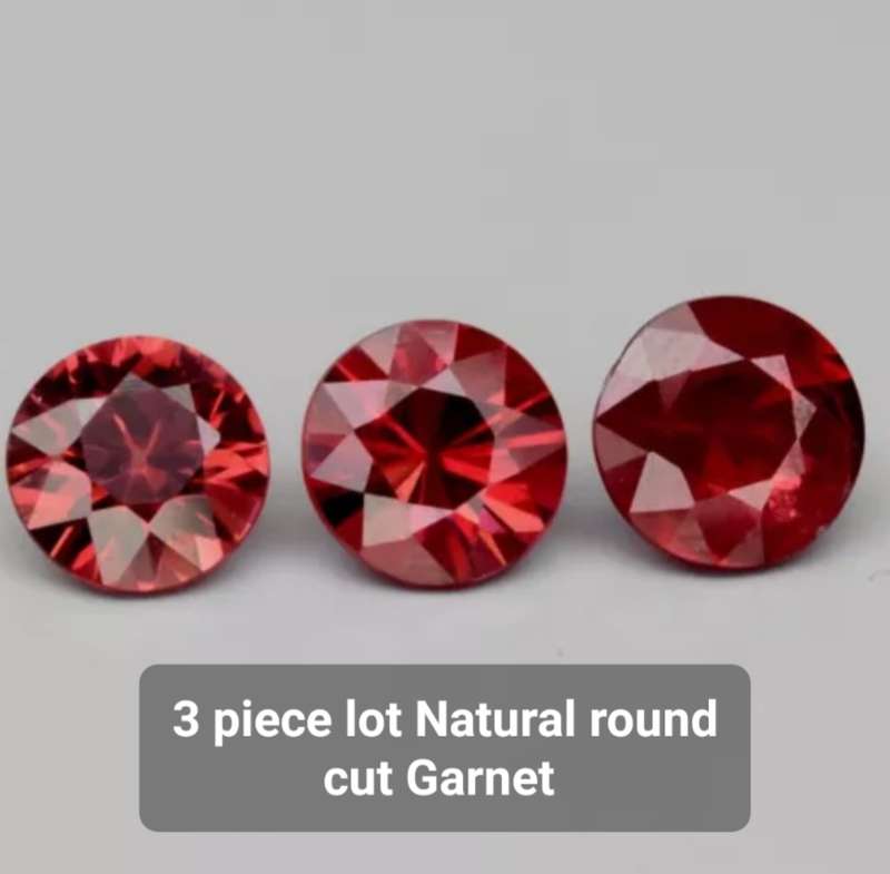 3 piece lot 2.61ct Round Cut Rhodolite Garnet