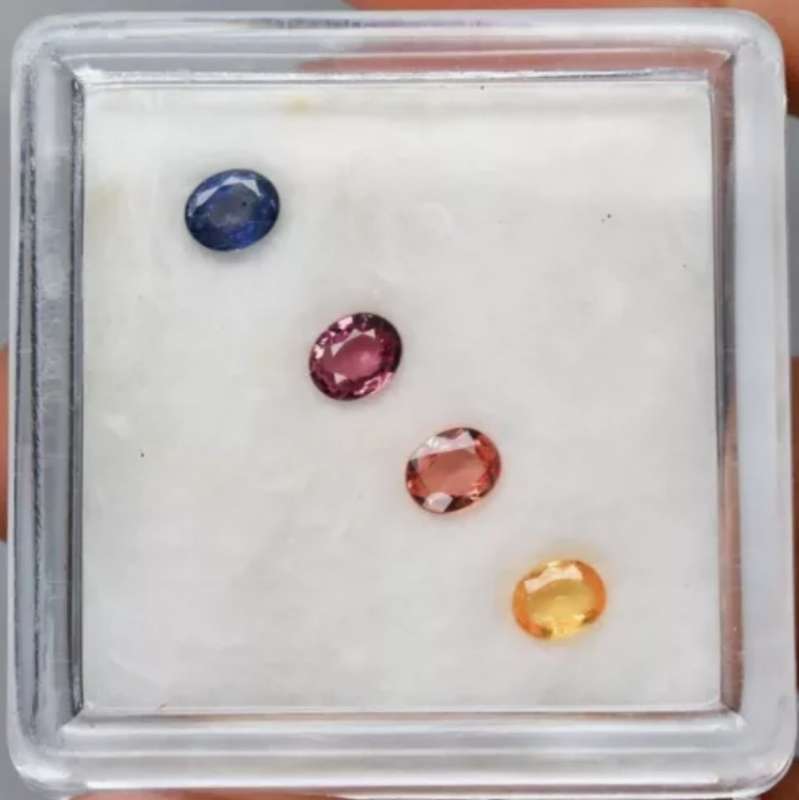 4 Piece Lot Oval Cut Multi-Colour Sapphire